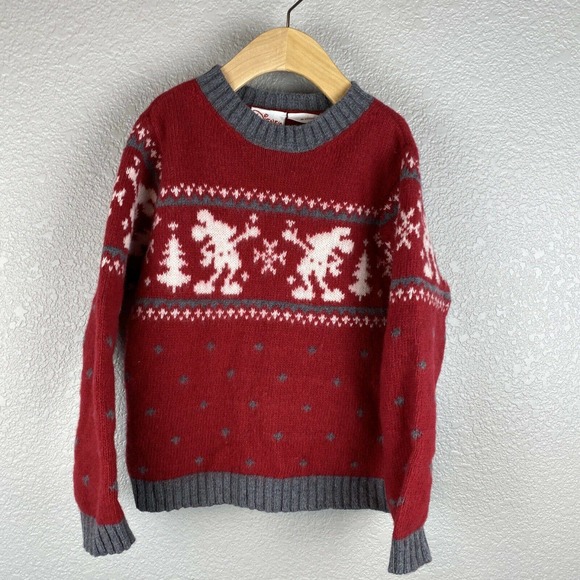 Disney Other - Disney Matching Family Christmas Sweater Kids 4/5 Months Mickey Mouse Red Wool